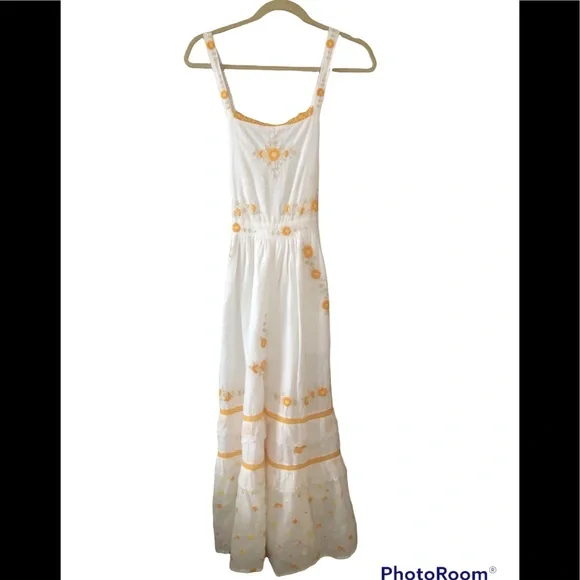 LoveShackFancy Asher Pinafore Tiered Embroidered Cotton-Jacquard Midi Dess - Picture 4 of 7